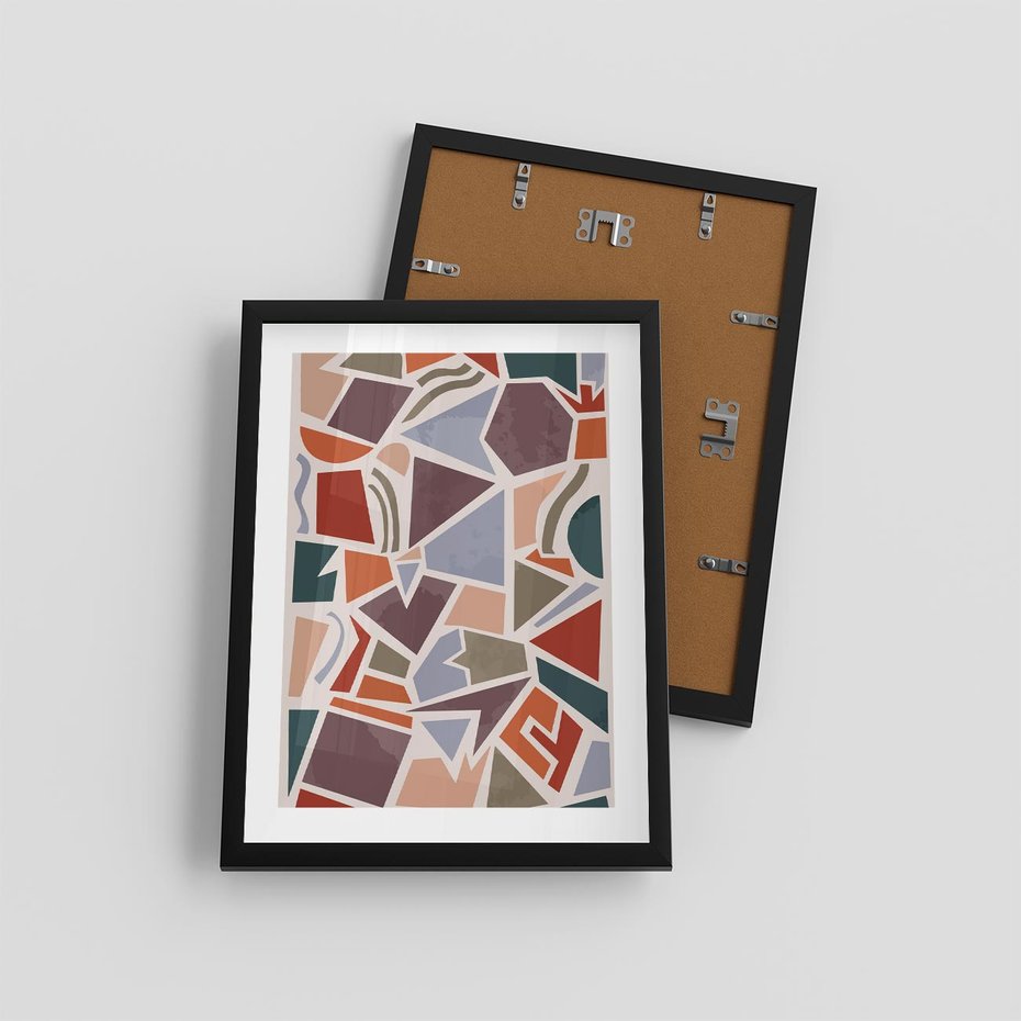 Plakat w ramie 30x40 - Intrygujące Rozbicie - gemoetryczne kształty, mozaika - rama czarna