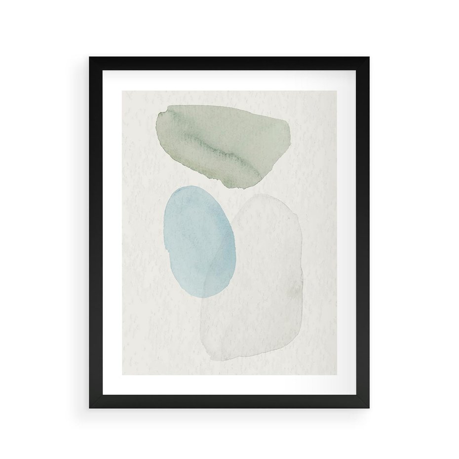 Plakat w ramie 40x50 - Akwarelowa Symfonia Natury - abstrakcyjne delikatne plamy, akwarelowe - rama czarna