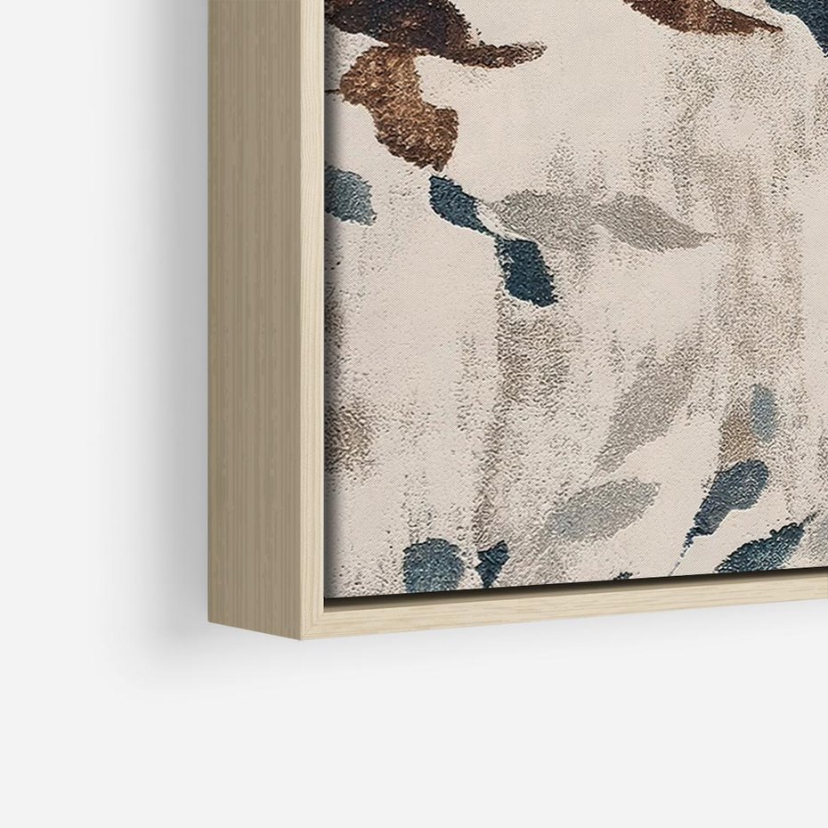 Obraz w ramie 100x70 - Refleksje liściowych barw - abstrakcyjne kształty, przypominają liście - rama drewno