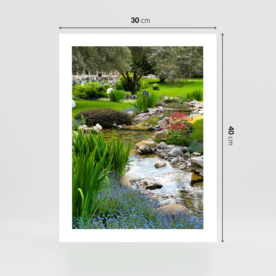 Plakat bez ramy 30x40 - Ogródowy Strumyk - strumyk, ogród