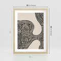 Plakat w ramie 30x40 - Harmonijne Kształty - abstrakcyjne ryciny, czarno biały - rama drewno