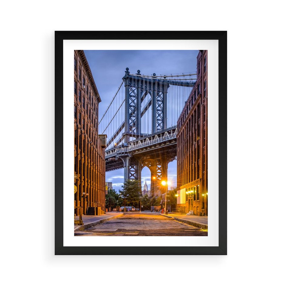 Plakat w ramie 50x70 - Most w mieście - most, miasto - rama czarna