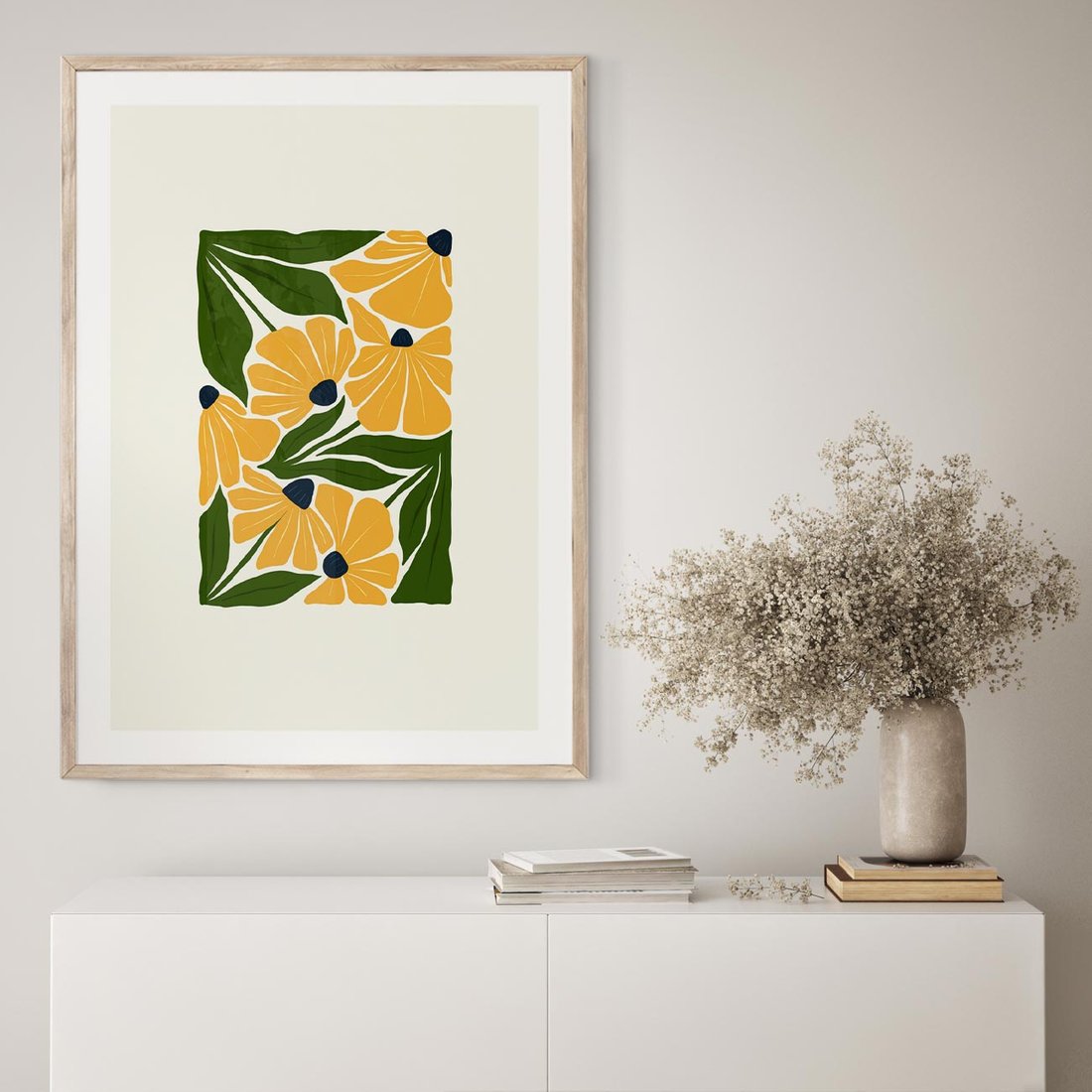 Plakat w ramie 50x70 - Abstrakcyjne Echa - kwiaty, rośliny - rama drewno