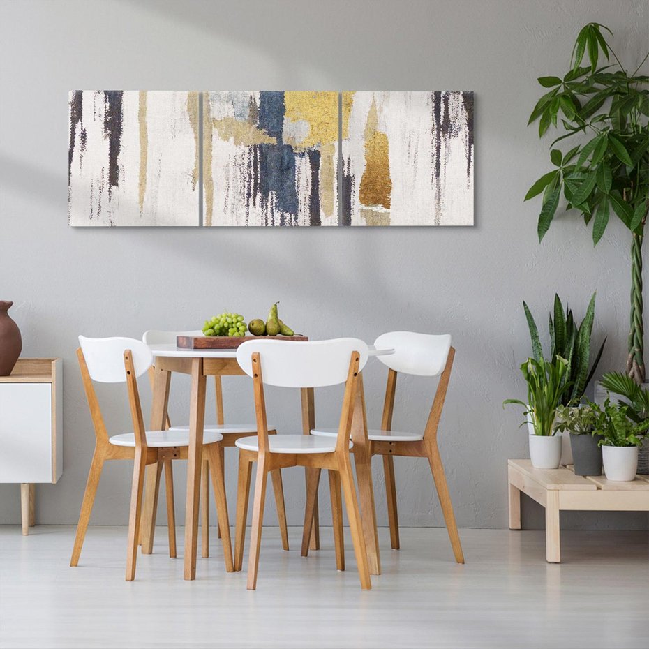 Obraz na płótnie 90x30 - Odyseja w świetle i cieniu - abstrakcja, porysowana ściana