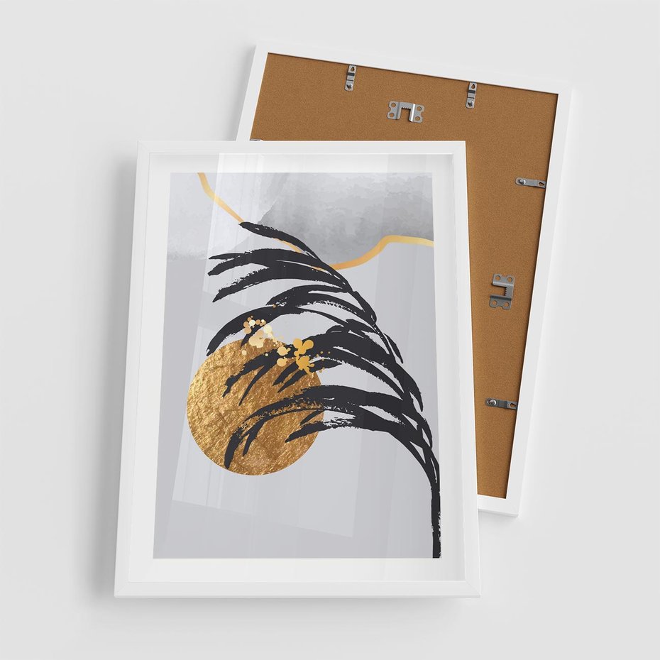 Plakat w ramie 50x70 - Palma w Szkicu - nowoczesna grafika, palma - rama biała