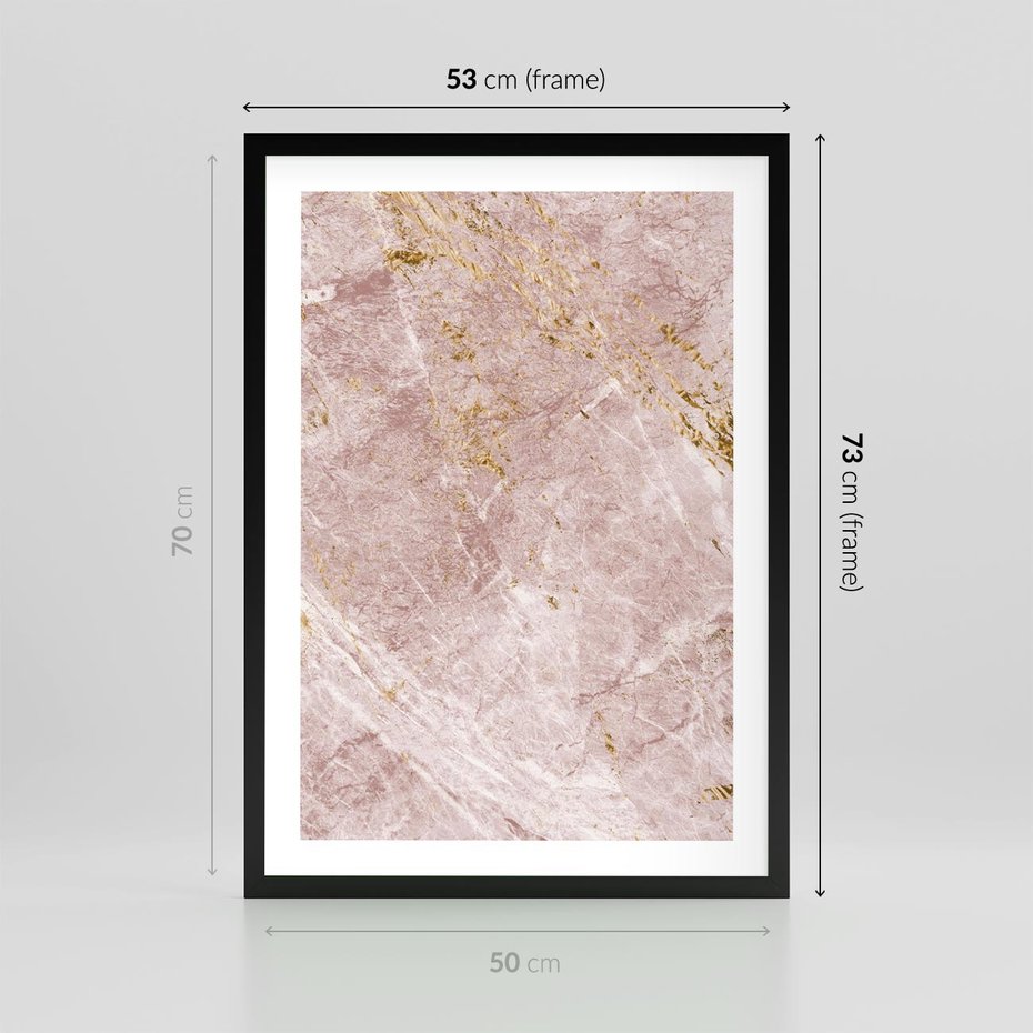Plakat w ramie 50x70 - Wyjątkowa Stylizacja - marmur, złoto - rama czarna