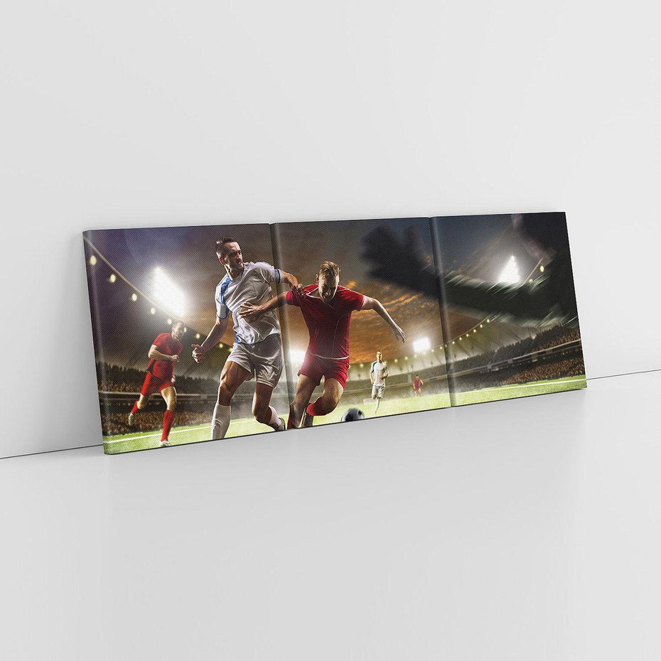 Obraz na płótnie 120x40 - Piłkarska pasja - piłkarz, stadion