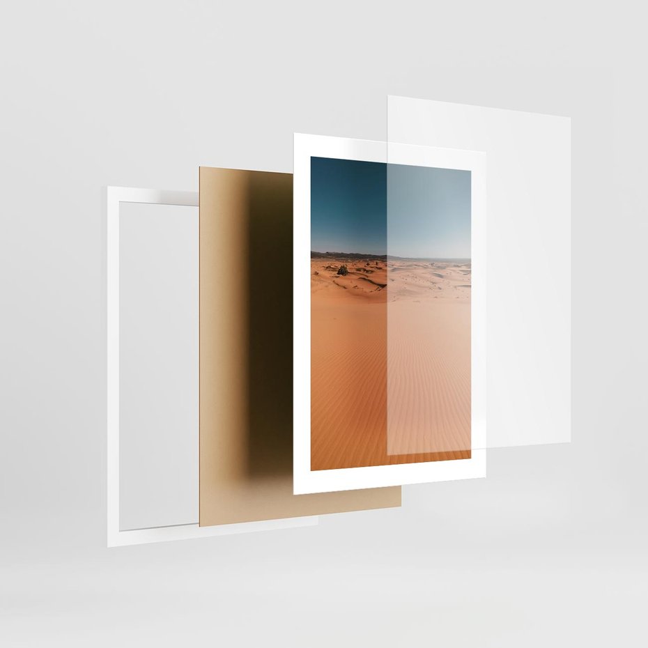 Plakat w ramie 30x40 - Piasek w Przytulnym Wnętrzu - pustynia, piasek - rama biała