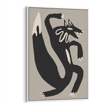 Obraz w ramie 80x120 - Strukturalne Odbicia Północy - skandynawska sztuka, lis - rama biała
