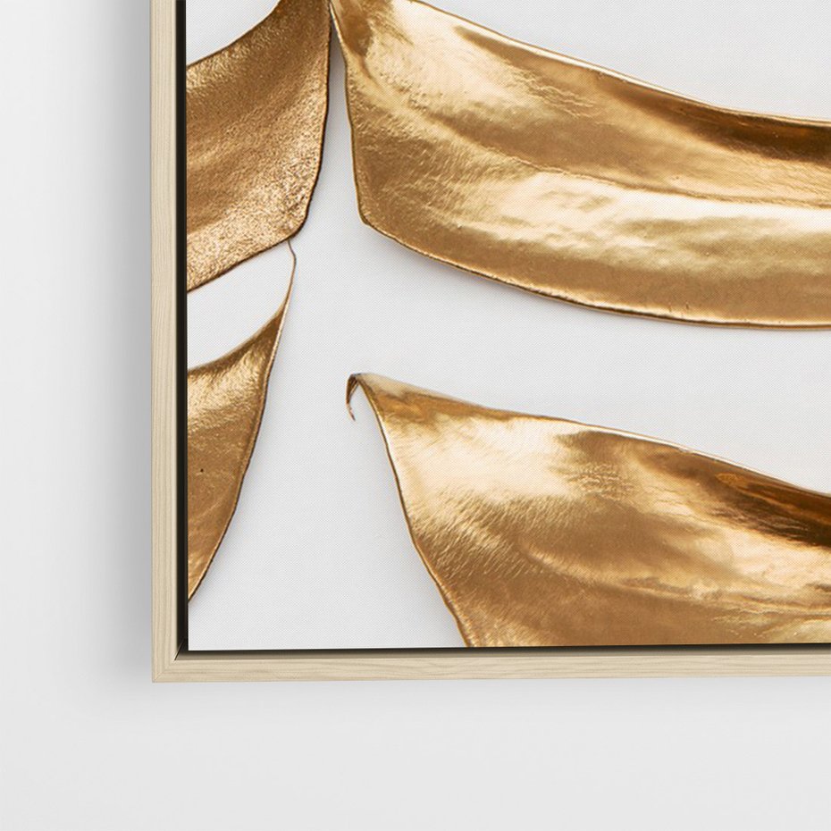 Obraz w ramie 50x70 - Siła Natury - złote, liście - rama drewno