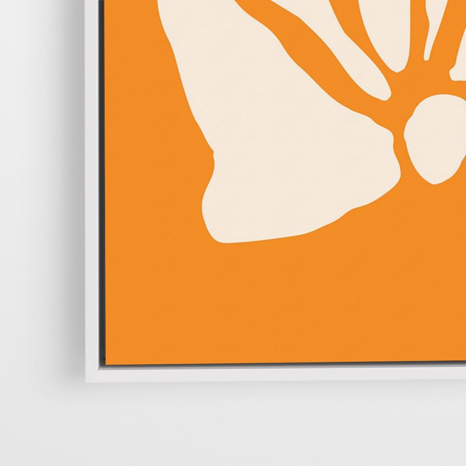 Obraz w ramie 50x70 - Wibracje Barw - abstrakcyjny boho plakat, pomarańczowe tło - rama biała