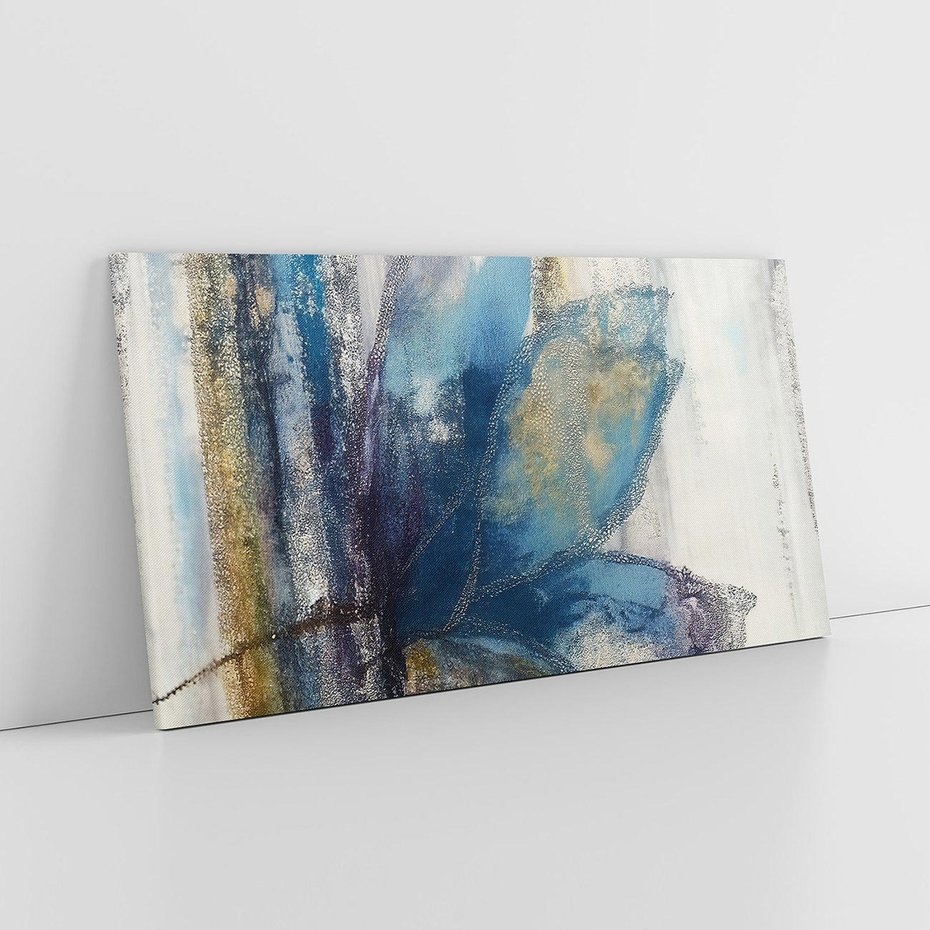 Obraz na płótnie 140x70 - Tekstura Kwiatu - olejny obraz, niebieski kwiat