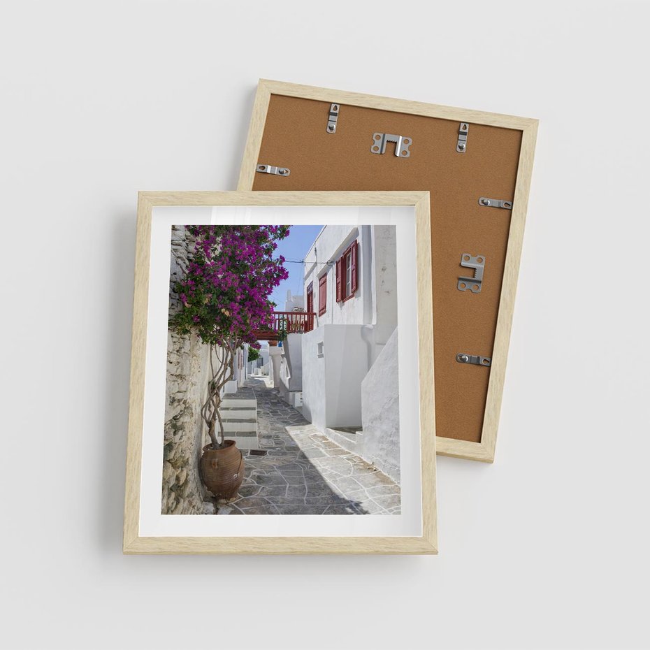 Plakat w ramie 40x50 - Perspektywiczna Uliczka: Miejski Labirynt - uliczka, perspektywa - rama drewno