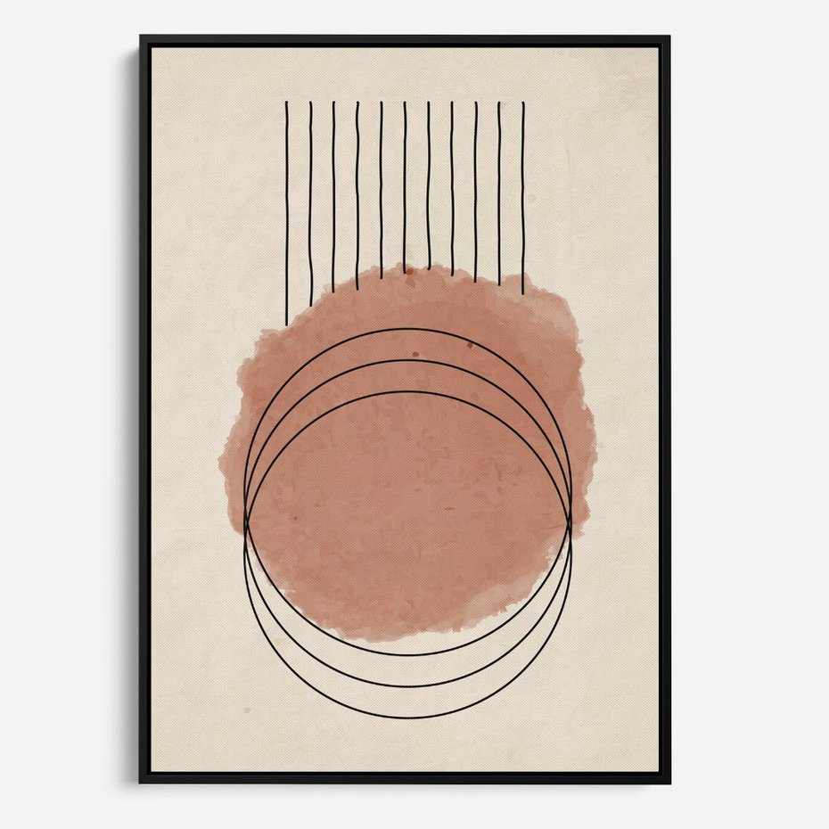 Obraz w ramie 50x70 - Migotliwe Kontury - akwarelowa plama, geometryczne szkicowane kształty - rama czarna