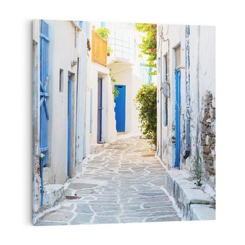Obraz na płótnie 70x70 - Urok greckiej uliczki - Grecja, wyspa