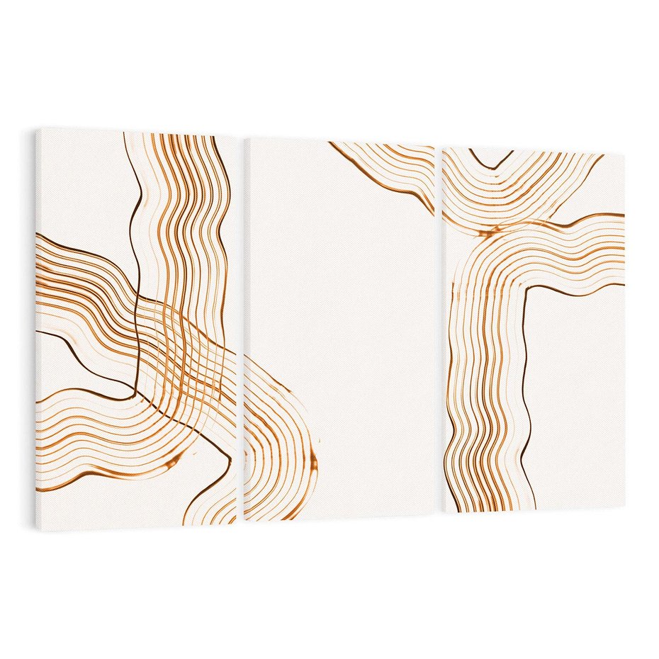 Obraz na płótnie 120x80 - Ścieżki pędzla i myśli - minimalistyczna kompozycja, abstrakcyjne brązowe linie na białym tle