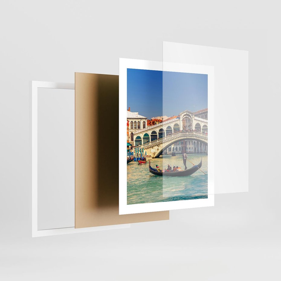 Plakat w ramie 40x50 - Romantyczna przejażdżka gondolą w Wenecji - Wenecja, gondola - rama biała