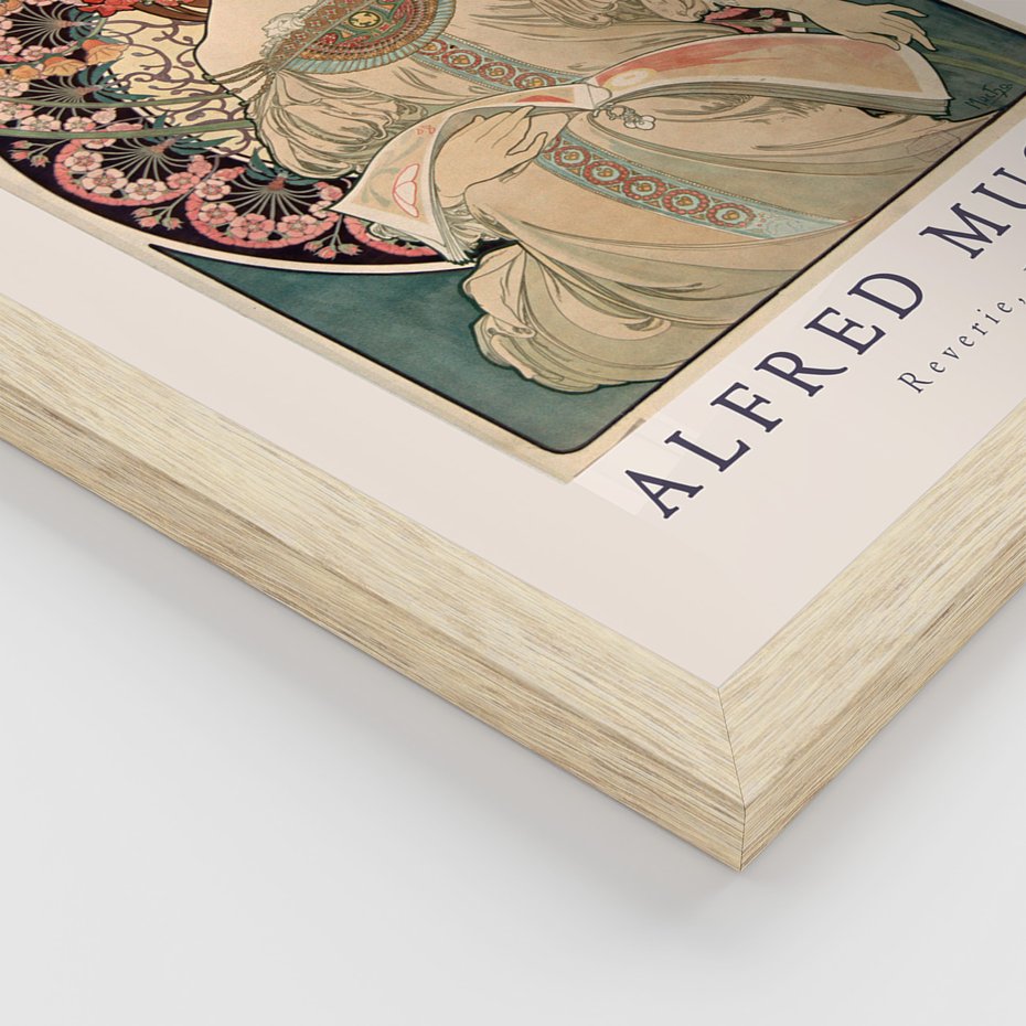 Zestaw obrazy w ramie 50x70 galeria - Mucha, secesja, plakat, kobieta - rama drewno