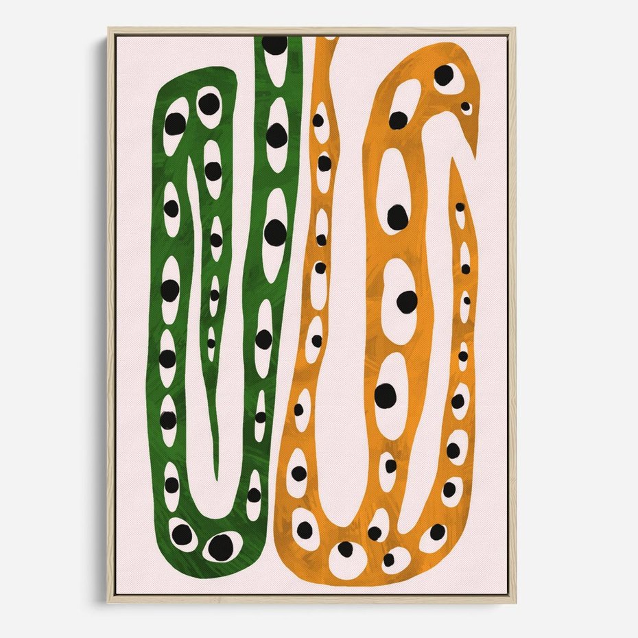 Obraz w ramie 50x70 - Migocące Zmaganie - abstrakcyjny obraz, dziwne kształty - rama drewno