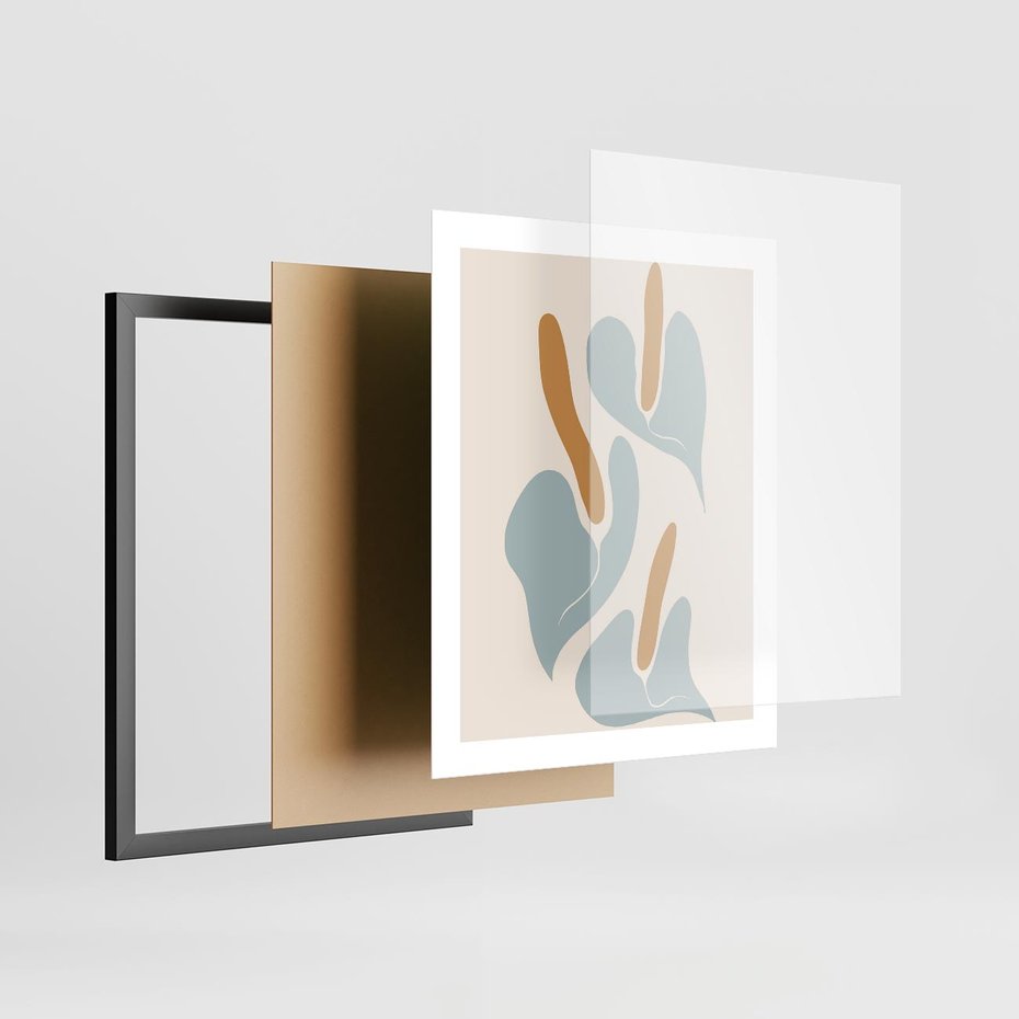 Plakat w ramie 40x50 - Kwiaty Pasteli - kwiaty, nowoczesne i minimalistyczne - rama czarna