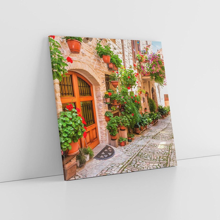 Obraz na płótnie 30x30 - Kolorowa harmonia - uliczka, miasto