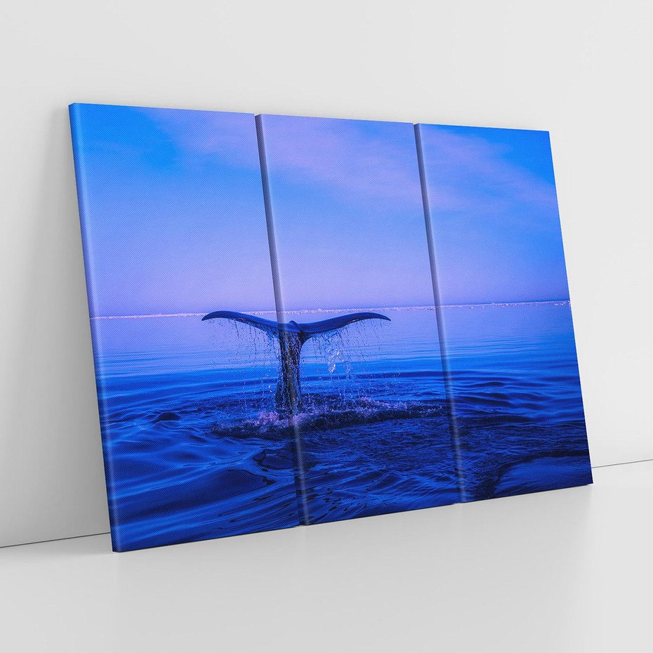 Obraz na płótnie 120x80 - Morze, fale i skały - wieloryb, morze