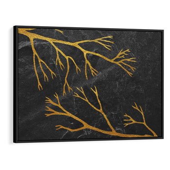 Obraz w ramie 100x70 - Marmurowe Drzewa Snu - złote gałęzie, drzewa - rama czarna