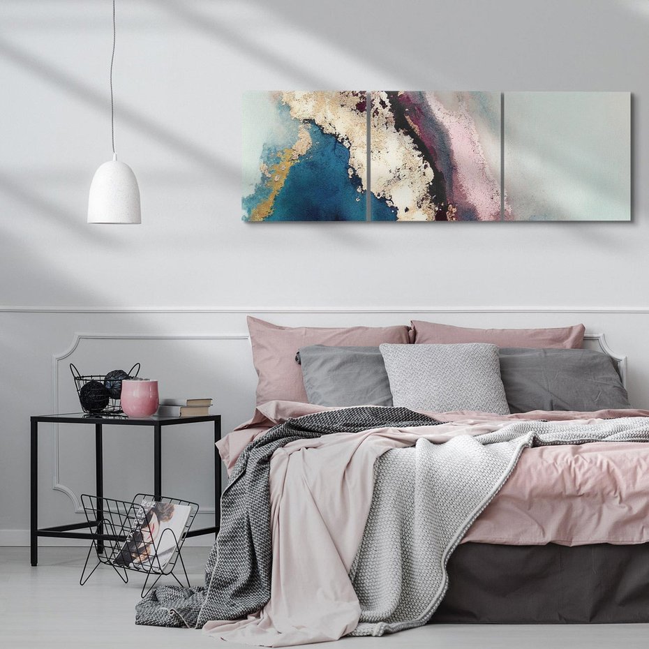 Obraz na płótnie 150x50 - Elegancki Impuls - abstrakcyjne plamy, rozlana farba