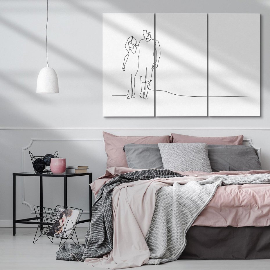 Obraz na płótnie 120x80 - Wspólne Kroki - line art, szkic