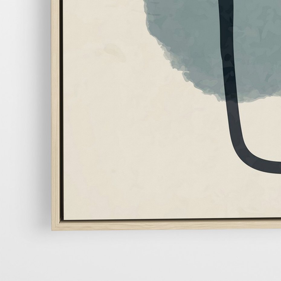 Obraz w ramie 50x70 - Migotliwe Refleksje - abstrakcyjne nieregularne kształty, minimalistyczny plakat - rama drewno