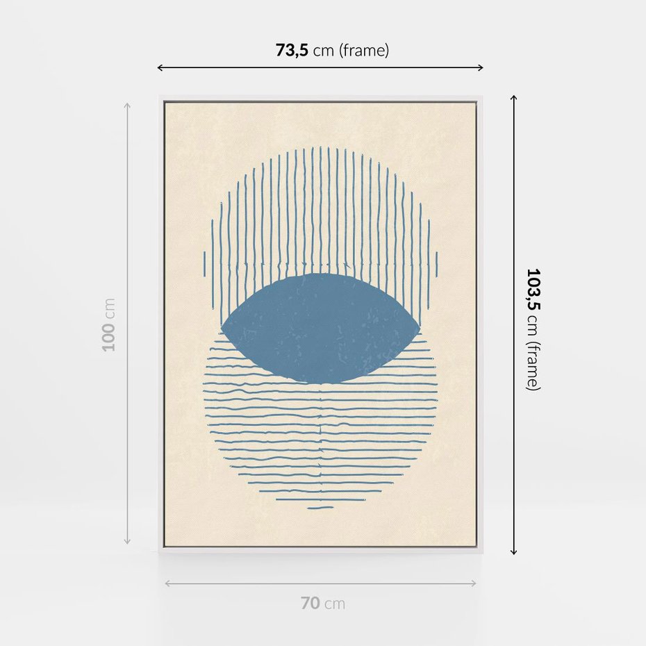 Obraz w ramie 70x100 - Wnętrza Refleksji - geometryczne kształty, koła - rama biała