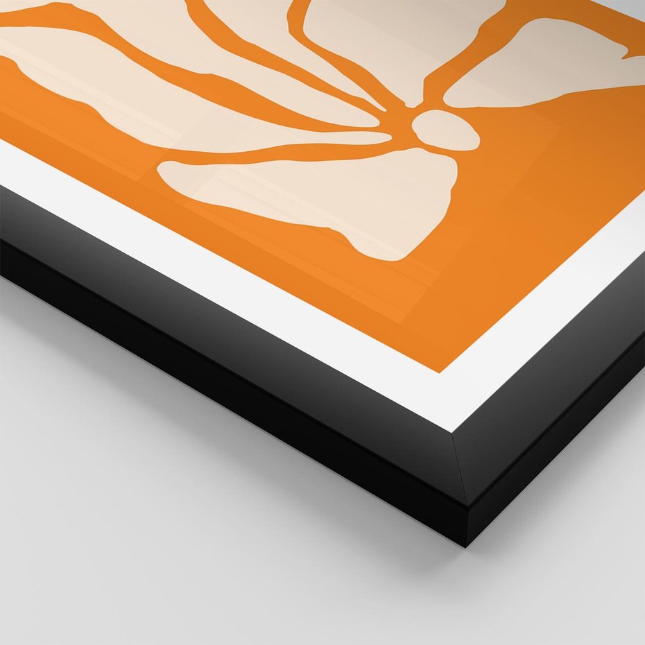 Plakat w ramie 40x50 - Wibracje Barw - abstrakcyjny boho plakat, pomarańczowe tło - rama czarna