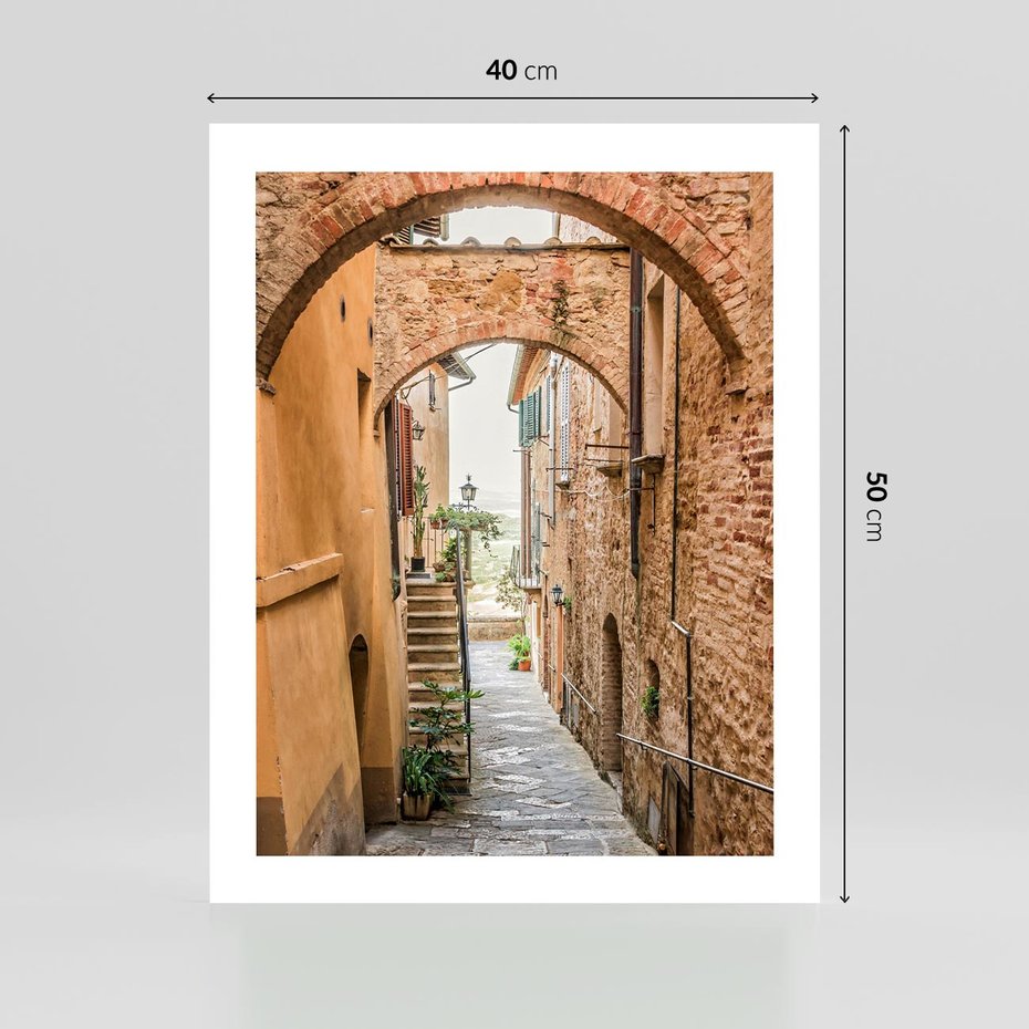 Plakat bez ramy 40x50 - Magiczna podróż w głąb miasta - uliczka, perspektywa