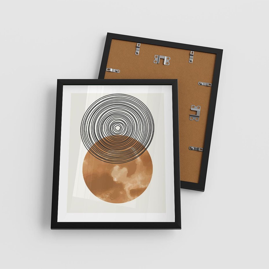 Plakat w ramie 40x50 - Taniec Okręgów - boho obraz, geometria - rama czarna