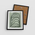 Plakat w ramie 40x50 - Zielonkawy Uścisk Natury - abstrakcyjny zielony motyw, skandynawski design - rama czarna