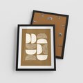 Plakat w ramie 40x50 - Wewnętrzne Spektrum - geometryczne boho kształty na brązowym, karmelowym tle - rama czarna