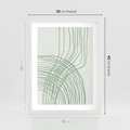 Plakat w ramie 30x40 - Migotliwa Spokojna Zieleń - zielony plakat, abstrakcyjne splątane linie - rama biała
