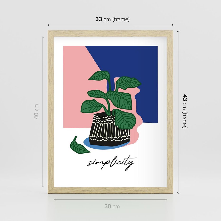 Plakat w ramie 30x40 - Tajemnicze Wibracje - tygrys, kwiaty - rama drewno