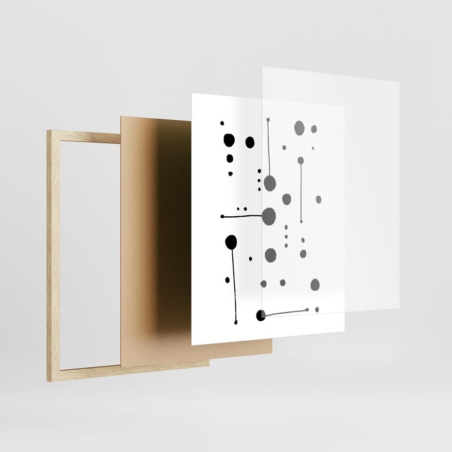 Plakat w ramie 40x50 - Złudne Odbicia - abstrakcja, minimalizm - rama drewno