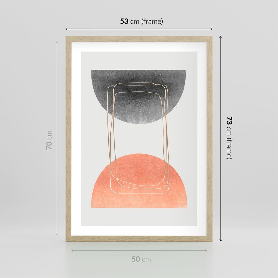 Plakat w ramie 50x70 - Sztuka Abstrakcji - minimalistyczny boho obraz, abstrakcyjny - rama drewno