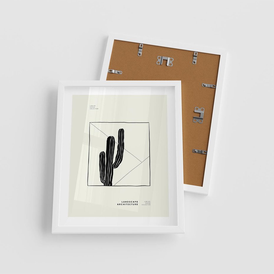 Plakat w ramie 40x50 - Zaklęta roślinna ekspresja - nowoczesna sztuka, minimalistyczny styl - rama biała