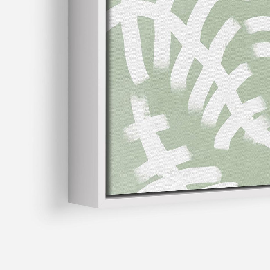 Obraz w ramie 50x50 - Oaza Zieleni - zielona abstrakcja, zgaszona zieleń - rama biała
