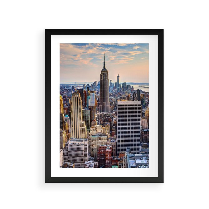 Plakat w ramie 30x40 - Manhattan - Wieżowce Nowego Jorku - Manhattan, Nowy Jork - rama czarna