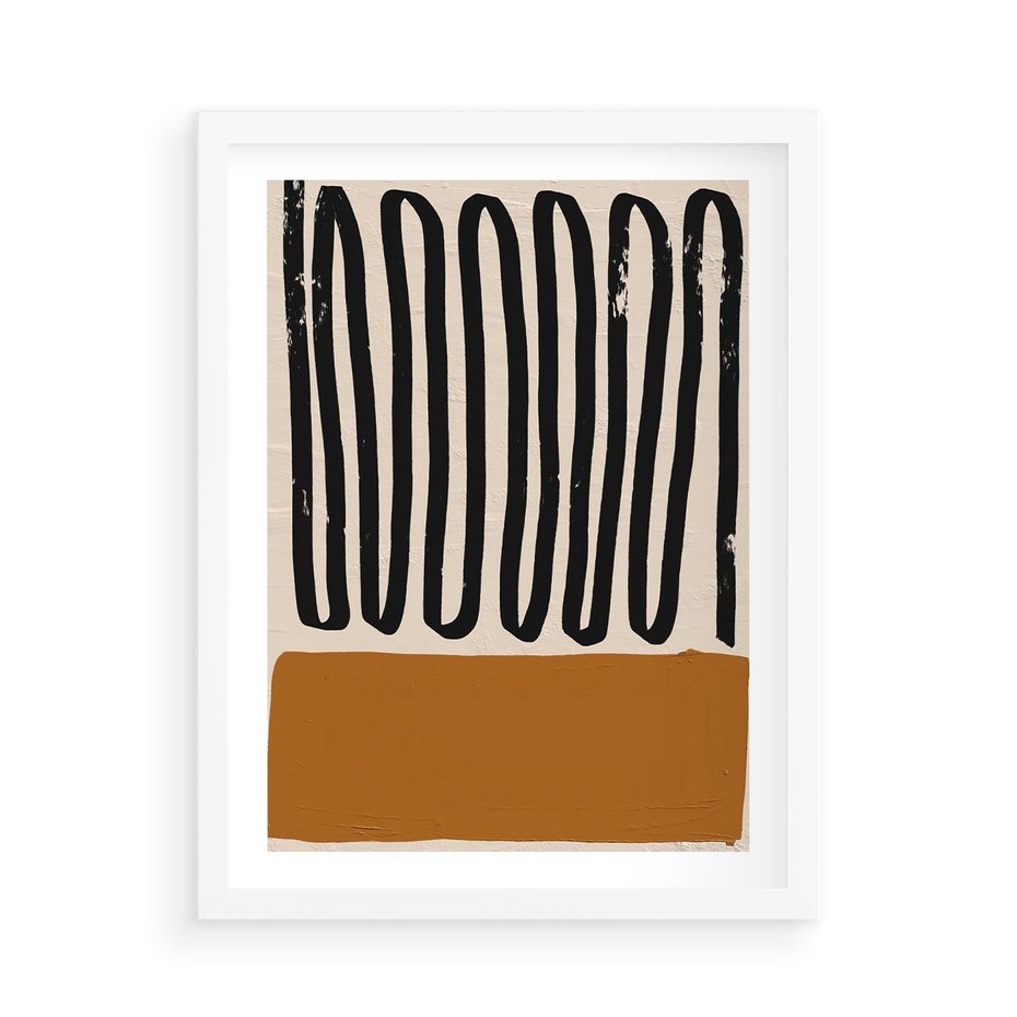 Plakat w ramie 50x70 - Boho Impulsy Kreatywności - abstrakcyjny plakat, brąz - rama biała