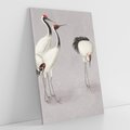 Obraz na płótnie 50x70 - Spojrzenie wstecz w pędzlu - szkic rysunek, japońskie żurawie