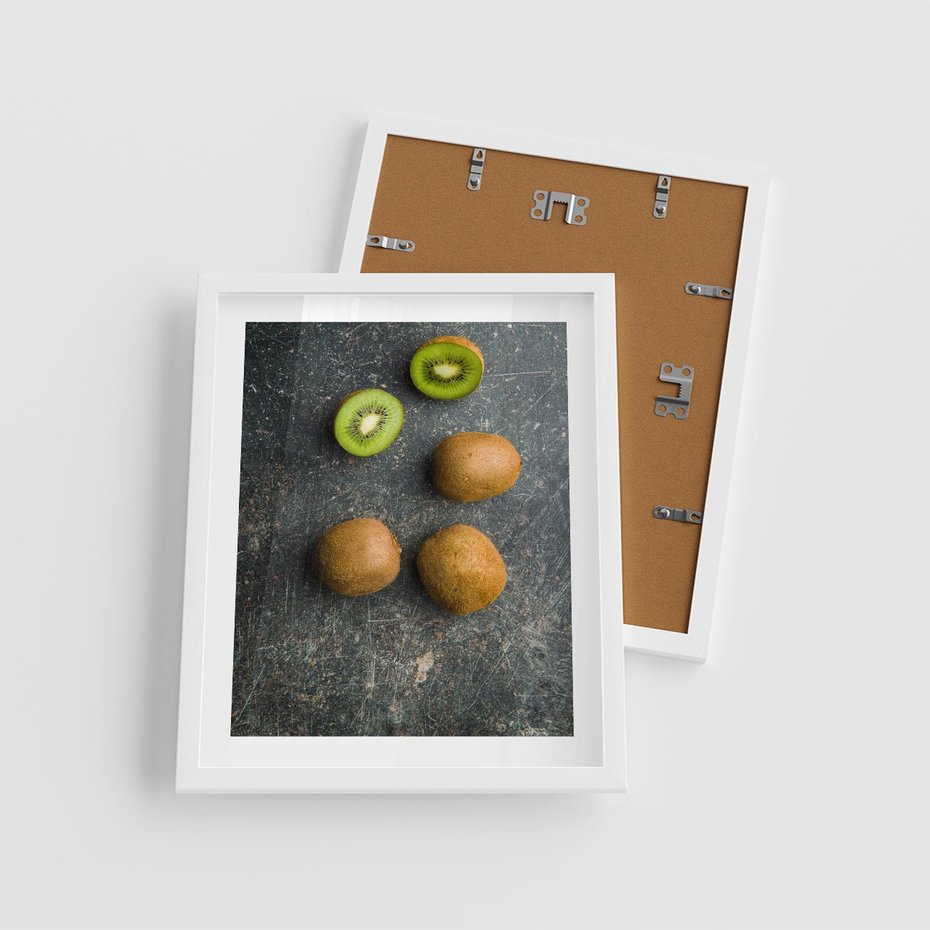 Plakat w ramie 40x50 - : Zdrowe kąski - kiwi, owoce - rama biała