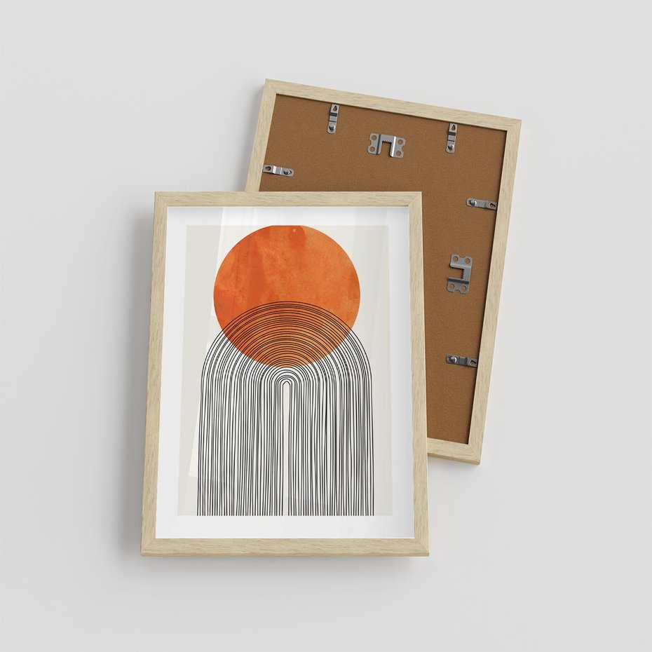 Plakat w ramie 30x40 - Abstrakcyjne Pulsacje - koło, boho styl - rama drewno