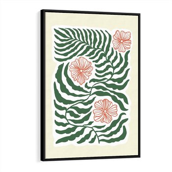 Obraz w ramie 50x70 - Migocące Wzory - abstrakcyjna kompozycja, paprocie - rama czarna