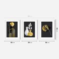 Zestaw obrazy w ramie 30x40 galeria - Złoto, liście, monstery - rama biała