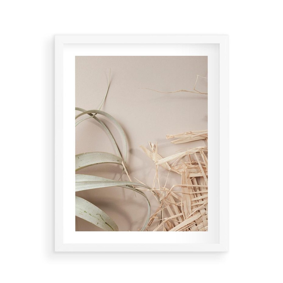 Plakat w ramie 40x50 - Boho urok suchych liści - suche, liście - rama biała